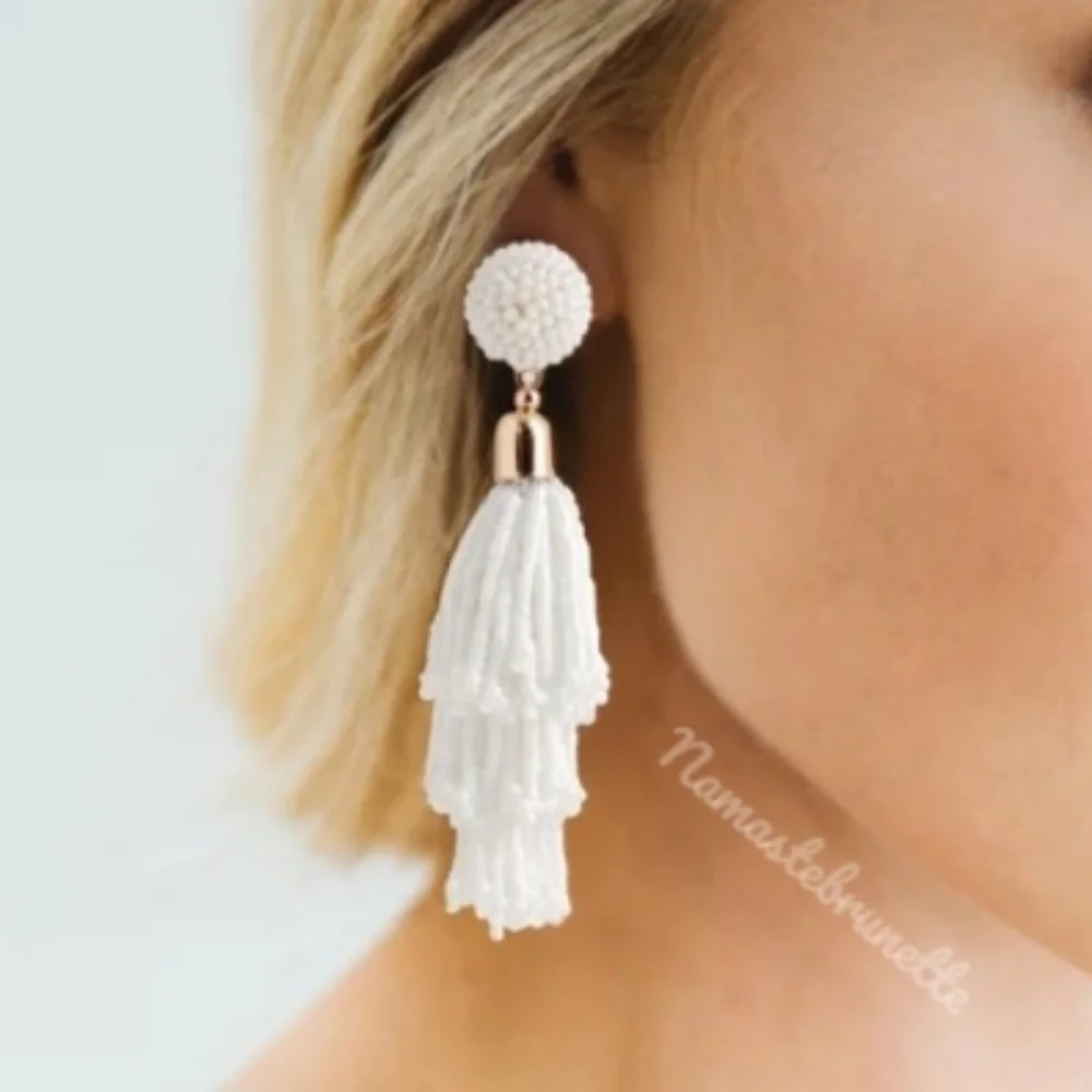 $55 Rachel Zoe Panacea Beaded Tassel Earrings
